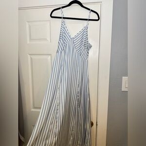 H&M Blue and White Striped Midi Dress